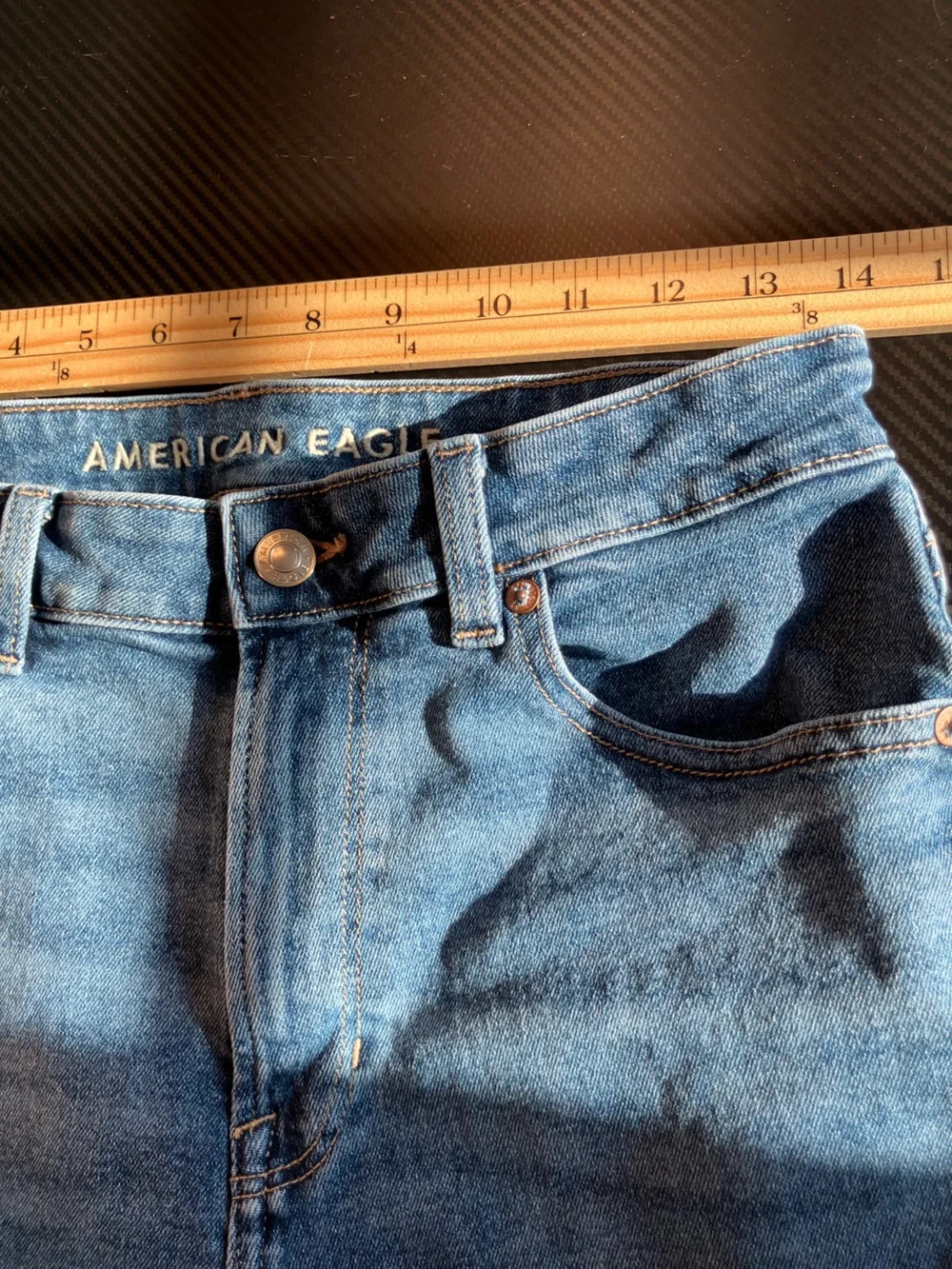 American Eagle Outfitters Mid-Rise Straight Leg Denim Jeans - Medium Blue